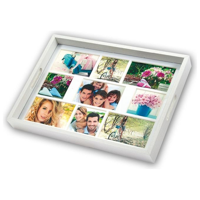 ZEP Photo Tray Bianco 45x35cm in Legno Vassoio Foto 9 Posti