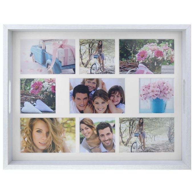 ZEP Photo Tray Bianco 45x35cm in Legno Vassoio Foto 9 Posti