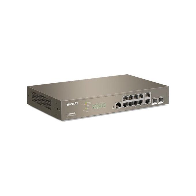Tenda TEG5312F Switch di Rete Gestito L3 10 Porte Gigabit Ethernet 10-100-1000 2 Porte SFP Base-X 1000 Montaggio Rack 1U colore Marrone