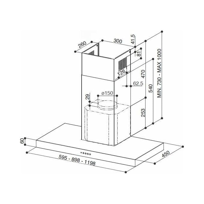 Faber 325.0615.635 Stilo Smart X A90 Cappa a Parete 90 cm 435 m³-h Classe C 68 dB Pulsanti colore Inox