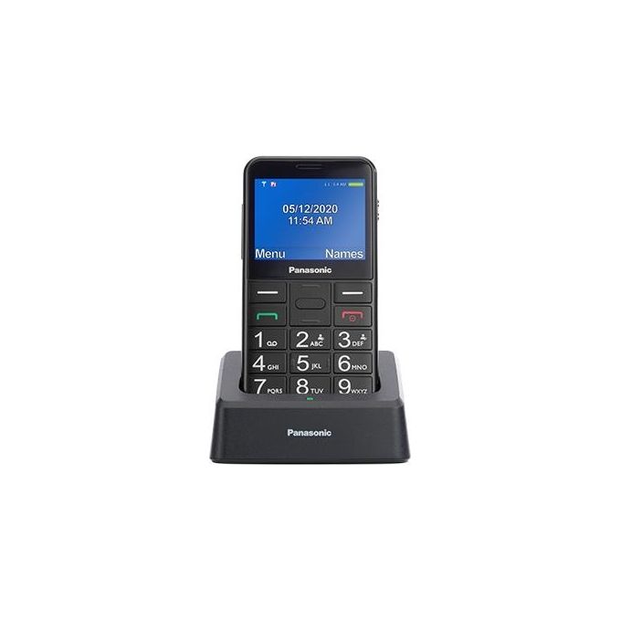 Panasonic KX-TU155EXBN Telefono Cellulare per Anziani Pulsanti Grandi Schermo TFT 2.4'' Pulsante SOS Dual SIM Bluetooth Base di Ricarica colore Nero