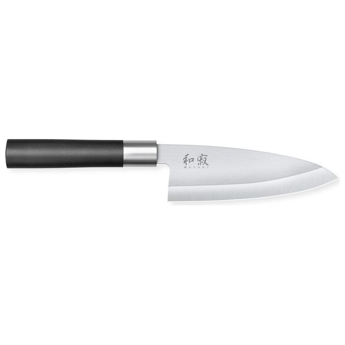 Kai 6715D Wasabi Black Coltello Deba Lama 15 cm Acciaio con Manico in Polipropilene e Polvere di Bamboo colore Nero