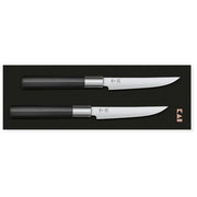 KAI 67S-400 Wasabi Black Set di Coltelli da Bistecca 2 Pezzi Lama 120 mm Acciaio Daido 1K6 Manico con Polvere di Bambu' colore Nero