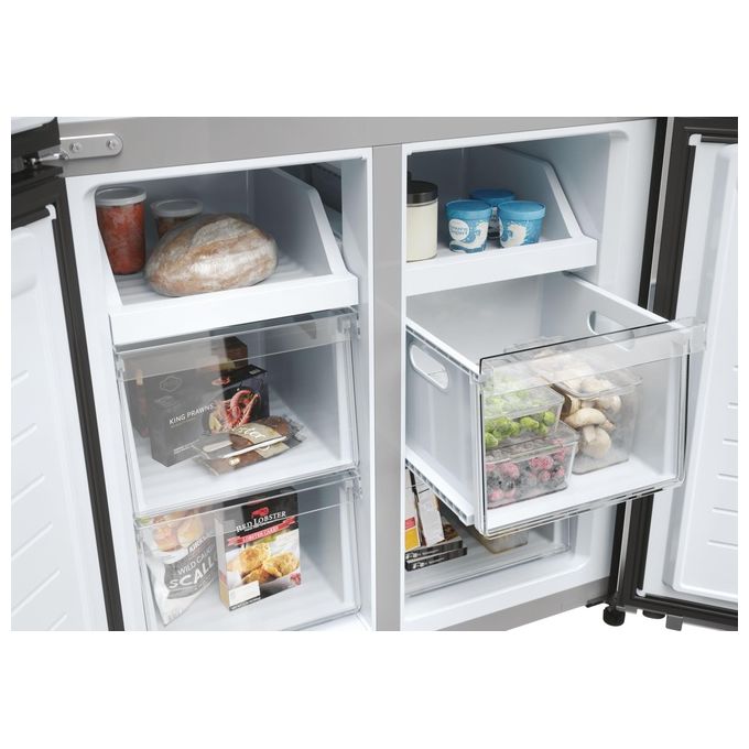 Haier HCR3818ENMM Cube 83 Serie 3 Frigorifero Multidoor 467 L 181 cm Classe E 35 dB Total No Frost 4 Porte colore Platino Inox