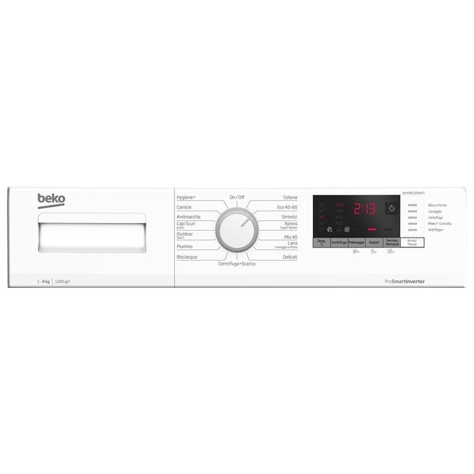 Beko WUXR81282WI-IT Lavatrice Frontale 8 Kg 1200 rpm Classe A Motore Inverter 15 Programmi (85x60x55 cm) colore Bianco