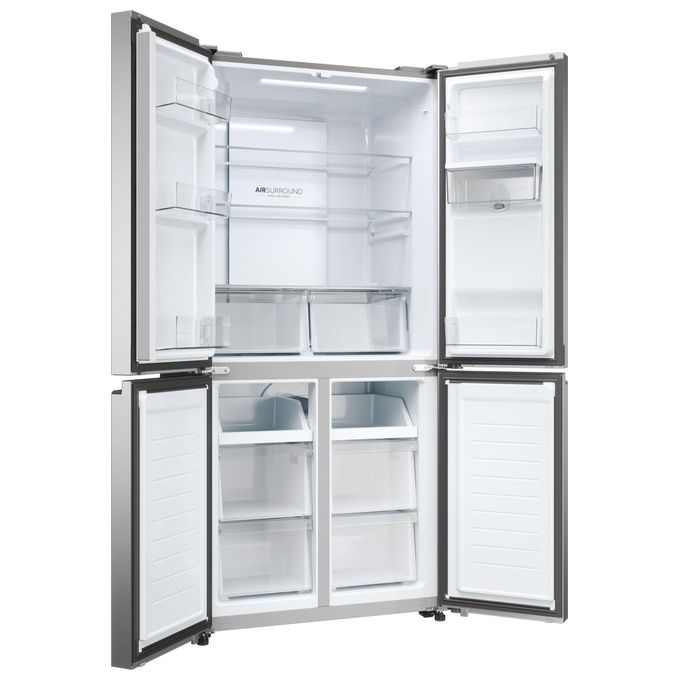 Haier HCR3818EWMM Cube 83 Frigorifero 4 Porte 463 L 181 cm Classe E 35 dB No Frost Dispenser Acqua colore Platino