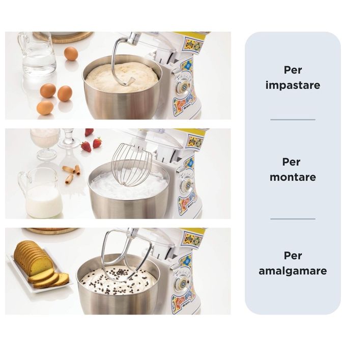 Ariete 1588 Capri Impastatrice Planetaria 1200 W 5,5 L 7 velocita' ciotola Acciaio Inox colore Bianco Azzurro