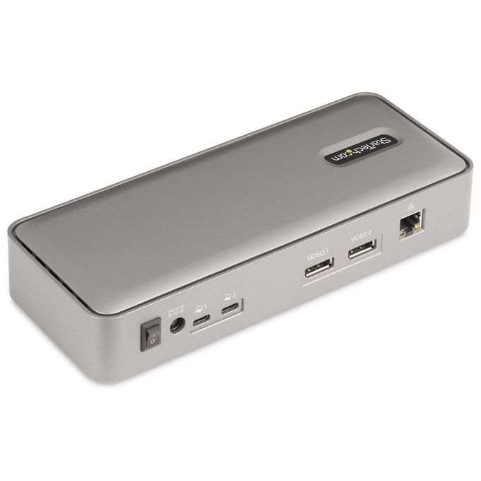 StarTech.com 129UE-USBC-KVM-DOCK KVM Docking Station USB-C per due laptop doppio monitor 4K 60 Hz hub USB 5 porte GbE alimentazione 90W 45W colore Argento