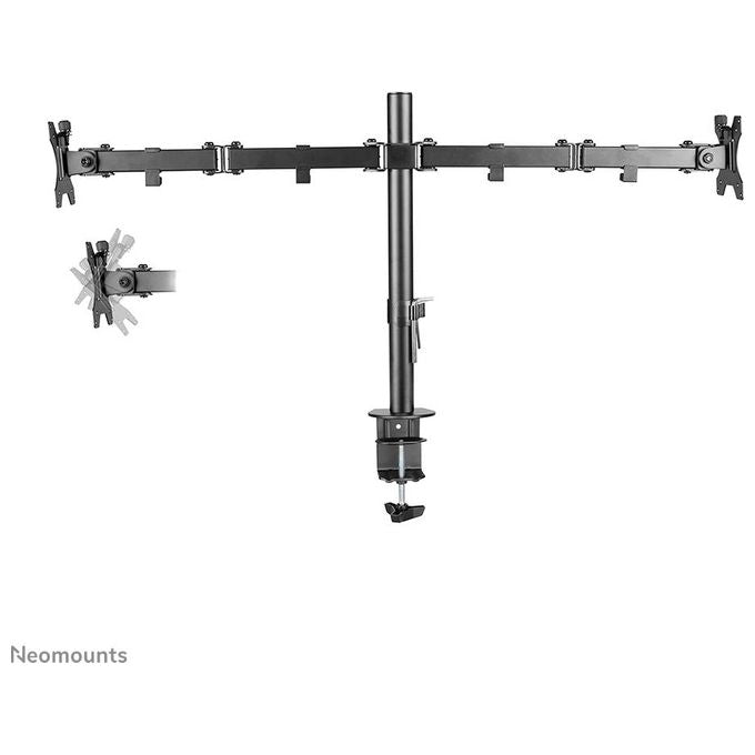 Neomounts FPMA-D550DBLACK Braccio per Monitor Doppio da Scrivania per Schermi 10-32 Pollici VESA 75x75 100x100 mm Regolabile Altezza Profondita' Inclinazione Rotazione Gestione Cavi colore Nero