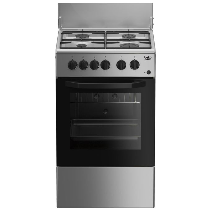 BEKO CSS42014FS Cucina a Gas Forno Elettrico con Grill 4 Fuochi Capacita' 54 Litri Classe energetica a 50 cm Silver