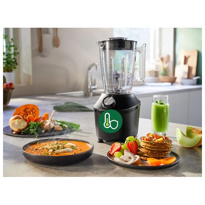 Philips HR2291-01 Serie 3000 Frullatore da tavolo ProBlend 600 W 2 L bicchiere vetro tritaghiaccio colore Nero