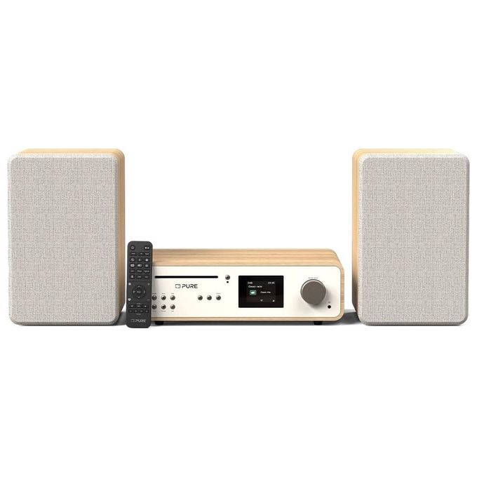 Pure 252807 Classic Stereo Microsistema HiFi DAB+ FM CD Bluetooth 5.2 Wi-Fi Spotify 50W colore Bianco Quercia