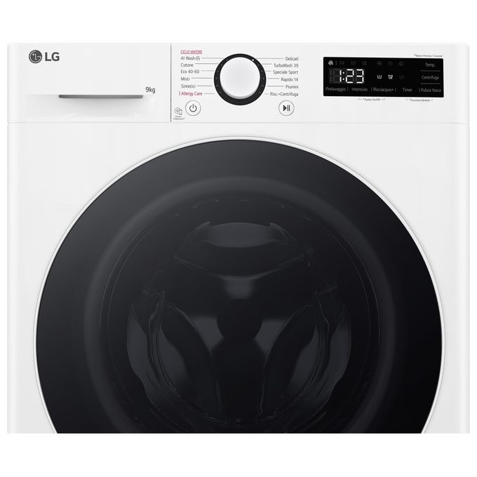 LG F4R5009TSWW - Lavatrice Libera Installazione 9 kg, Classe A-10%, Centrifuga 1400 giri-min, AI DD + TurboWash + Vapore, (85 × 60 × 56 cm), Bianco