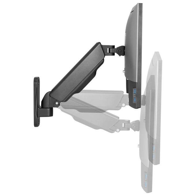 EQUIP 650136 Supporto da Parete per Monitor Singolo 17''-32'' con Molla a Gas Rotazione 360° Inclinazione Regolabile fino a 9 Kg colore Nero