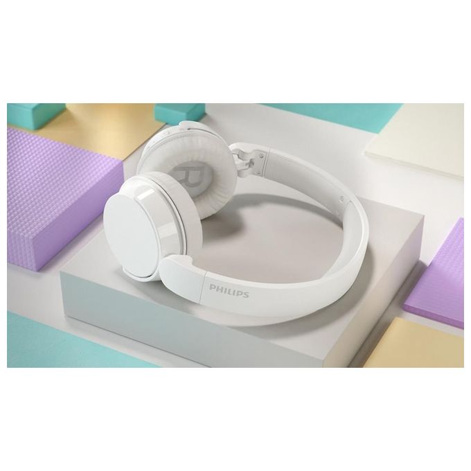 Philips TAH4209WT-00 Serie 4000 Cuffie a Padiglione Wireless Bluetooth 5.3 55 ore Microfono Integrato colore Bianco