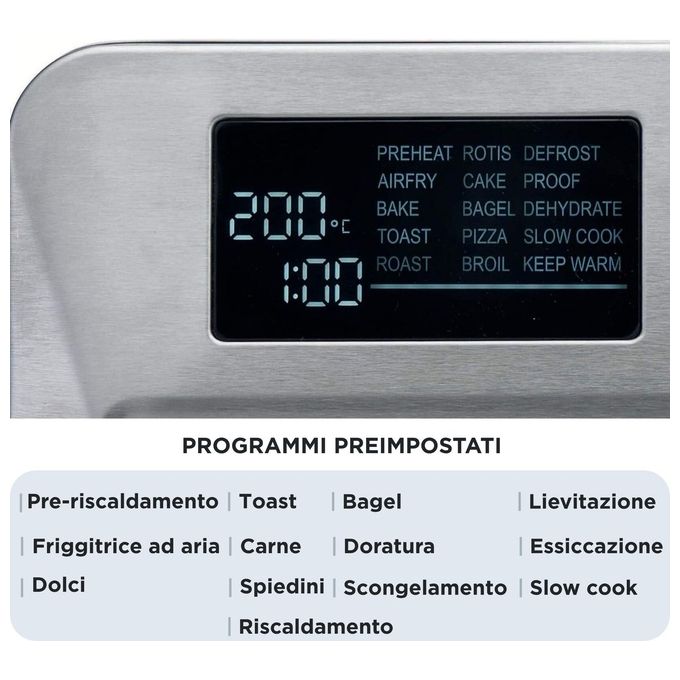 Ariete 4629 Friggitrice ad Aria 25 L 1700 W 15 Funzioni Display Digitale colore Silver
