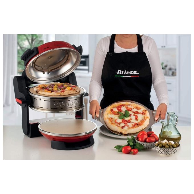 Ariete 927 Pizzeria Forno Pizza Doppio 2300 W 2 Pietre Refrattarie 32 cm 400°C 5 Livelli di Cottura colore Rosso