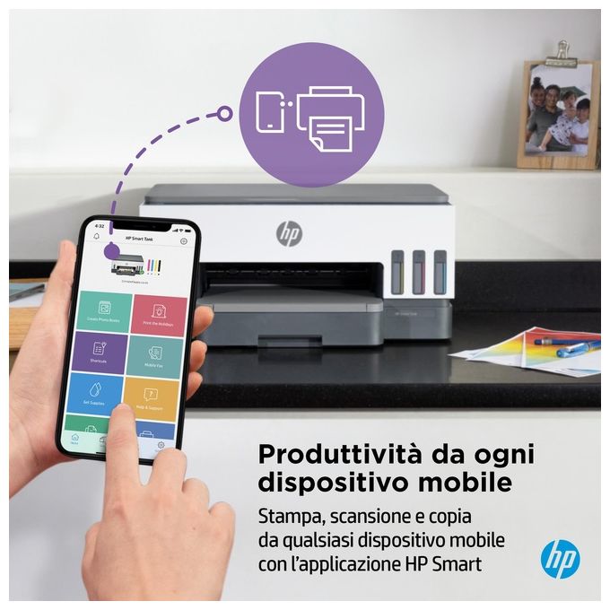 HP 28B54A Smart Tank Plus 7005 Stampante Multifunzione Inkjet A4 Wi-Fi Fronte Retro Automatica 12.000 pag Nero 8.000 pag Colore colore Bianco