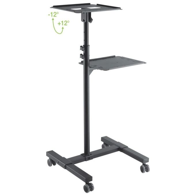 Techly 362145 Carrello per Proiettore Regolabile con 2 Mensole Altezza 950 1450 mm Inclinazione ±12° Portata 10 Kg colore Nero