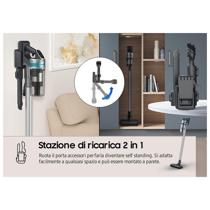 Samsung VS20B75AGR1 Jet 75E Pet Aspirapolvere senza filo Multiciclonica 0.8 L 200 W 60 min 86 dB colore Nero