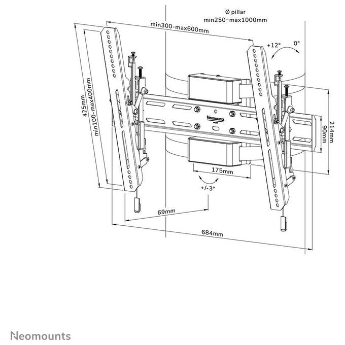 Neomounts WL35S-910BL16 Supporto TV per Colonna 40-75'' Inclinabile 12° 50 Kg Diam 25-100 cm colore Nero