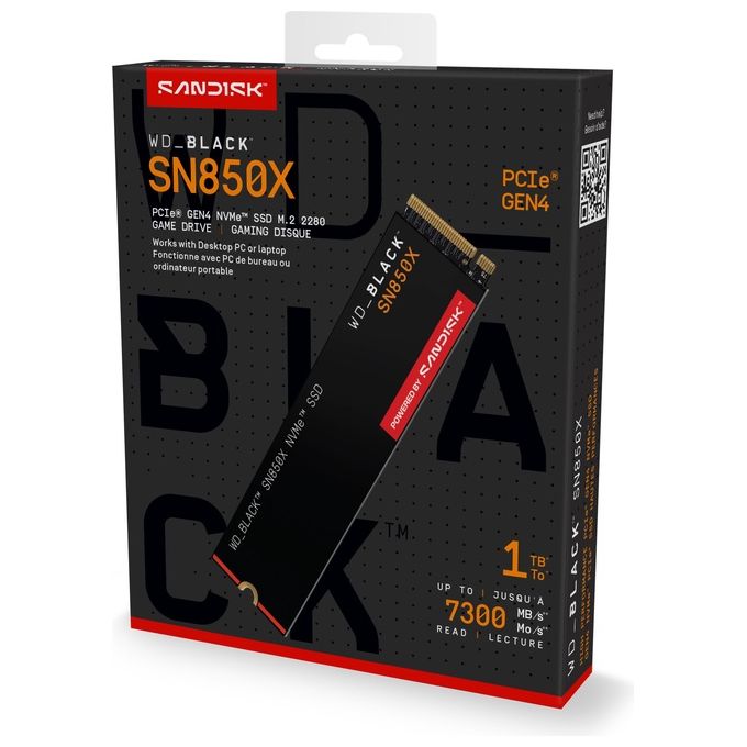 Western Digital WDS100T2X0E WD_BLACK SN850X SSD Interno M.2 2280 NVMe PCIe 4.0 x4 1TB 7300 MB-s