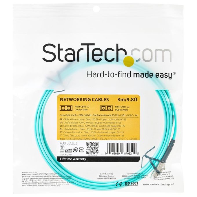 Startech Cavo in Fibra Multimodale Om4 lc 100Gb 50-125 lszh 3mt