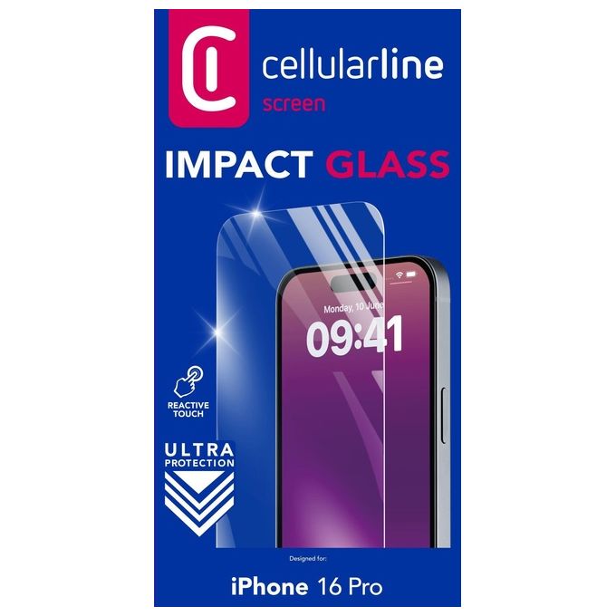 Cellular Line Pellicola Protettiva per iPhone 16 Pro