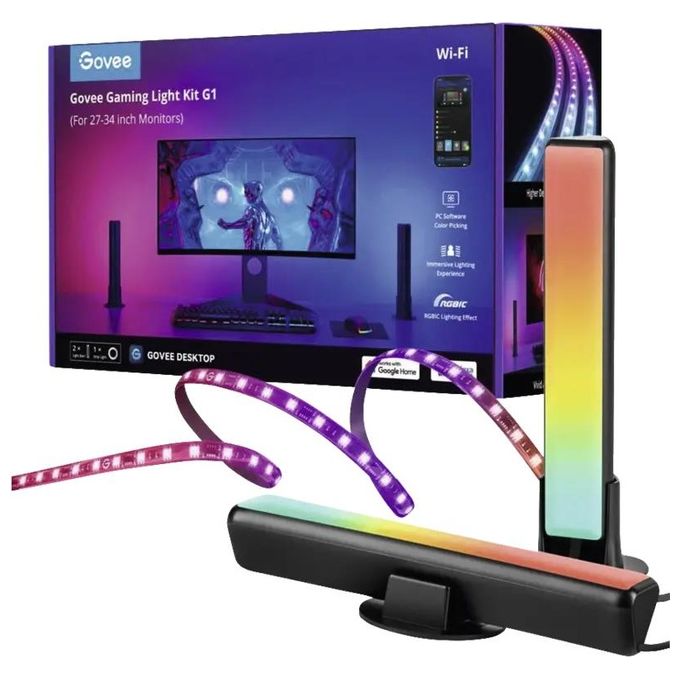 Govee H6608 PC Monitor Pro Kit Luce LED RGBIC per Monitor 27'' 34'' WiFi Bluetooth 36 W colore Nero