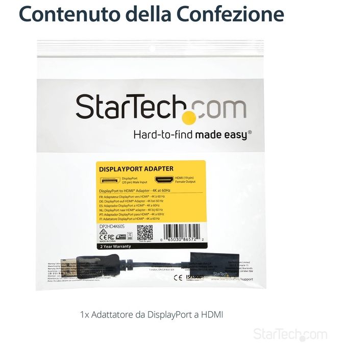 Startech - Audio Video 4k Displayport to hdmi Convert uhd dp to hdmi Adattatore - 4k 60hz