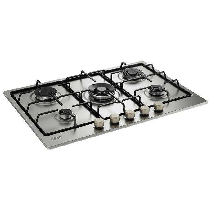 De longhi piano cottura a gas ylg 75 f 5 fuochi 75 cm acciaio inox griglie smaltate