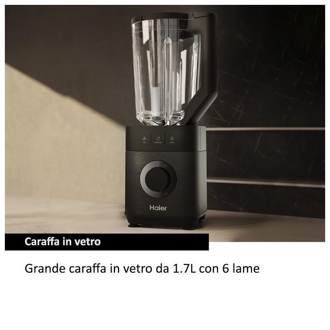 Haier HBL5B2011 I-Master Serie 5 Frullatore 1200 W 2 L 6 lame acciaio inox 3 programmi autopulizia Personal Jug colore Nero