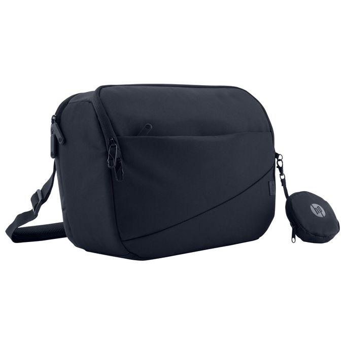 HP 6M5S4AA Borsa a tracolla per laptop Creator 13.3 pollici in materiale riciclato resistente all'acqua con scomparto ad accesso rapido e protezione RFID colore Blu marino