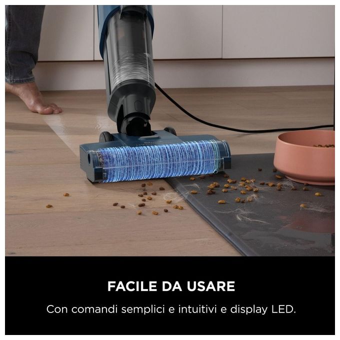 Shark WD100EU HydroVac Aspirapolvere e Lavapavimenti con Filo Spazzola Antimicrobica 170W 7,62m 82dB colore Blu Navy