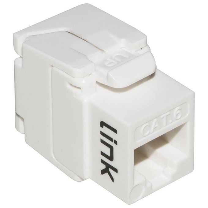 Link Presa Rete Keystone Jack Rj45 Categoria 6 Utp Tooless Bianco 180° Contatti Dorati 50 Micron