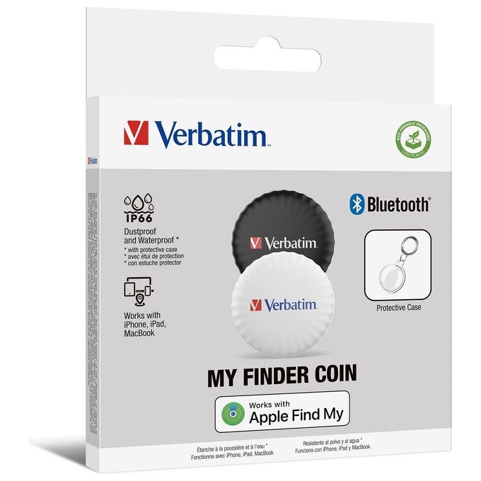 Verbatim My Finder Coin Localizzatore e Cercatore Gps Personale Nero-Bianco
