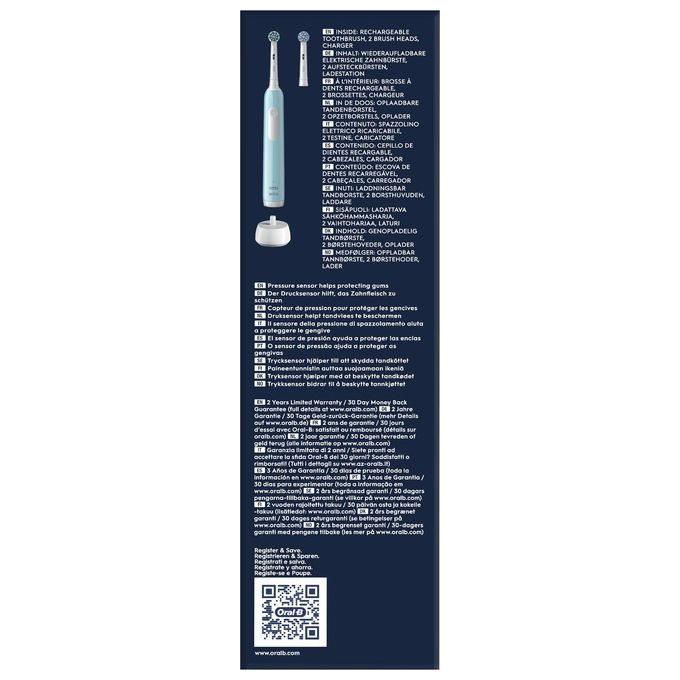 Oral-B PRO1TURQUOISE Series 1 Spazzolino elettrico oscillante rotante 3 modalita' timer 2 min 2 testine colore Blu