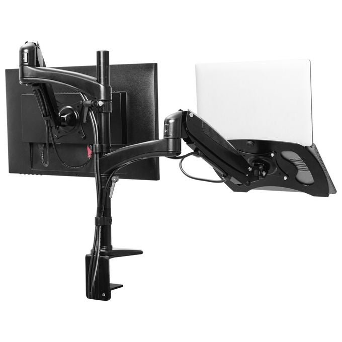 Trust 25337 Mara Braccio per Monitor e Laptop Supporto Ergonomico Doppio per Schermi fino a 32'' e Laptop fino a 17'' Vesa 75 100 Regolabile in Altezza con Molla a Gas colore Nero