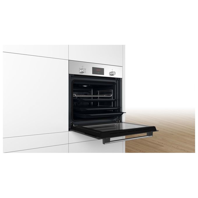 Bosch HBF113BR1S Serie 2 Forno da incasso Elettrico Ventilato 66 L Classe A Grill 3300W (59.5x59.4x54.8 cm) colore Acciaio inossidabile