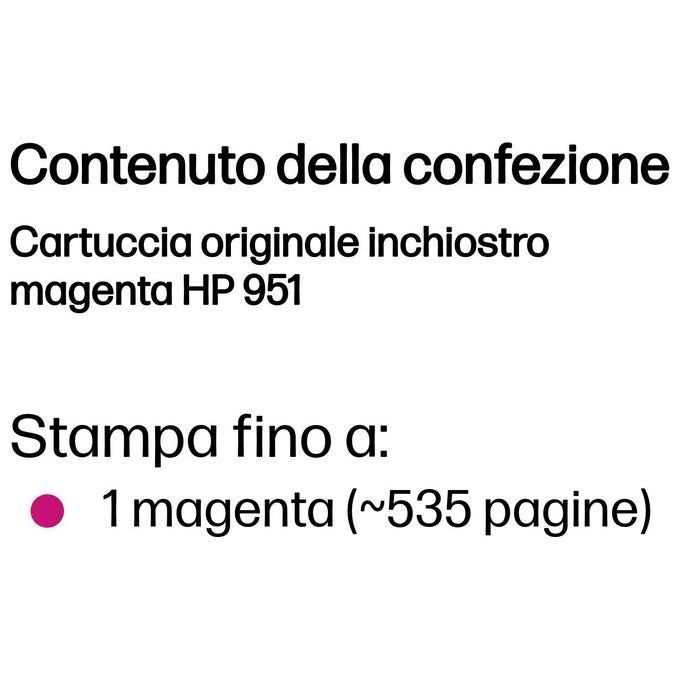 HP 951 Alta resa magenta originale cartuccia d'inchiostro per Officejet Pro 251dw, 276dw, 8100, 8600, 8600 N911a, 8610, 8620, 8630