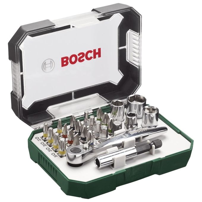Bosch Set Da 26 Pezzi di Bit Avvitamento e Cricchetti