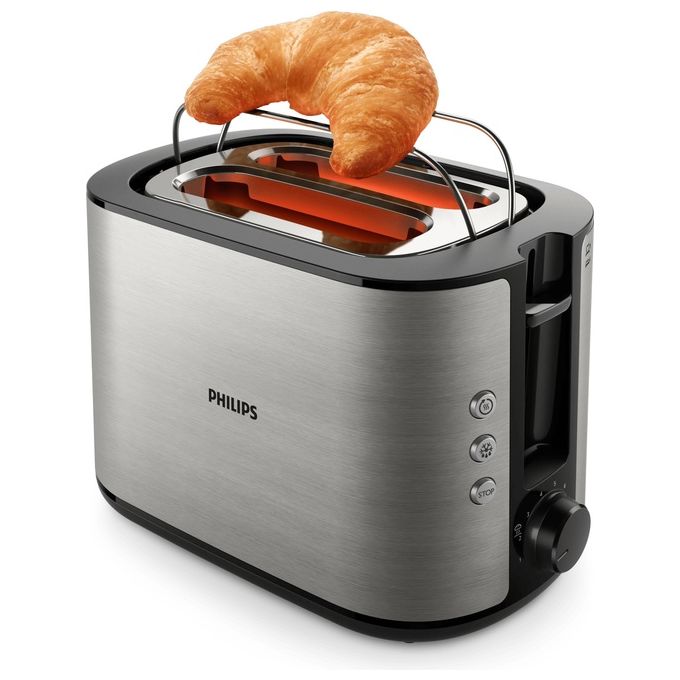 Philips HD2650-90 Viva Collection Tostapane 2 Fette Fessura Ampia 950W 8 Livelli di Doratura colore Nero Acciaio