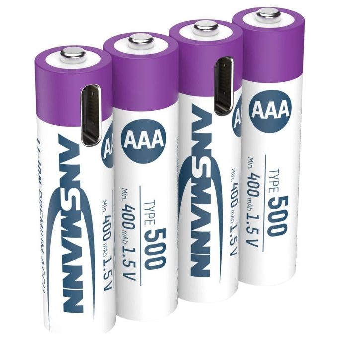 Ansmann Lithium Akku Micro AAA 400mAh  Cable 4 Pezzi