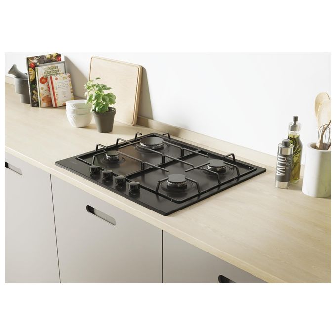 Candy CHW6BRBB Piano Cottura a Gas 4 Zone 60 cm Nero