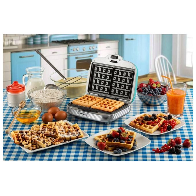 Ariete 1973B Party Time Piastra per Waffle 700W piastre antiaderenti 2 waffle colore Azzurro