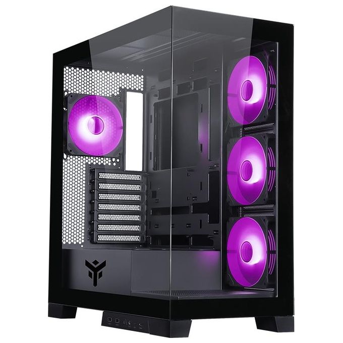 Itek ITGCASB45B SHOWBUI PC Case Tower Gaming ATX 4 Ventole ARGB 12cm 2xUSB3 Type-C Pannello Vetro Temperato colore Nero