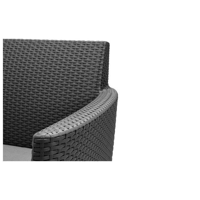 Keter 253220 Salemo Salottino da Esterno 4 Posti Divano 2 Poltrone Tavolino Polipropilene Effetto Rattan colore Grafite
