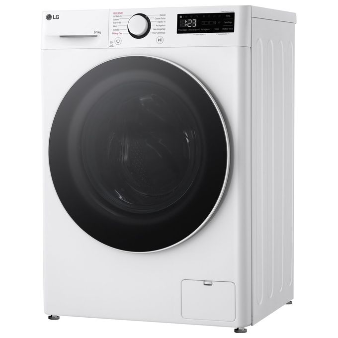 LG D2R5S09TSWW Lavasciuga Slim 9-5 Kg 1160 rpm Classe E AI DD TurboWash 360 Vapore Allergy Care (85x60x47,5 cm) colore Bianco