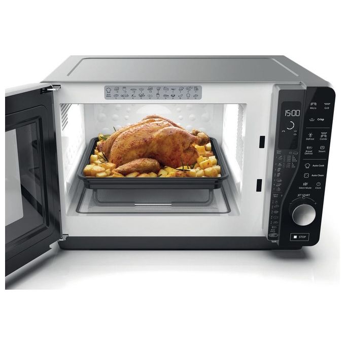 Whirlpool MWF 427 SL ExtraSpace Forno a Microonde con Grill 25 L 800 W Crisp Vapore Jet Start colore Argento