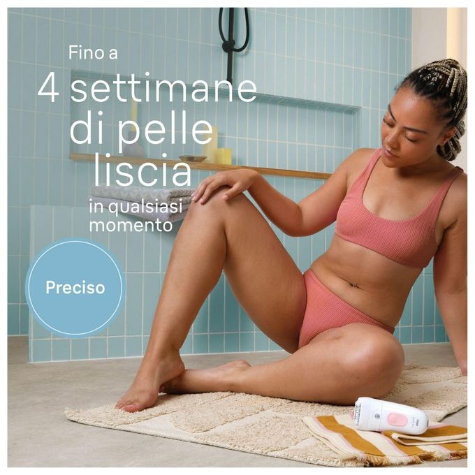 Braun SE5030 Silk-Épil 5 Epilatore Elettrico Donna 28 Pinzette MicroGrip Wet Dry Rullo Massaggiante 40 min colore Bianco Rosa